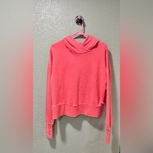 JoyLab Coral-Pink Acid Wash Hooded Sweatshirt M